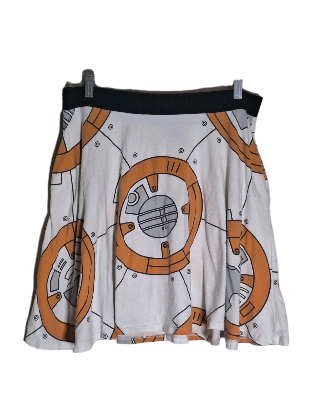 Star Wars Mighty Fine BB-8 Droid White Orange Mini Skater Skirt Womens Large